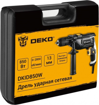 Дрель ударная Deko DKID850W 850Вт патрон:быстрозажимной реверс (кейс в комплекте) (063-4326) от магазина РЭССИ