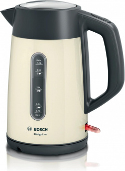 Чайник электрический Bosch TWK4P437 1.7л. 2400Вт бежевый/черный (корпус: пластик) от магазина РЭССИ