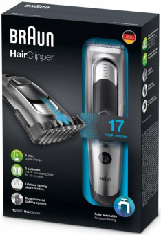 Машинка для стрижки Braun HC5090 серебристый/черный (насадок в компл:2шт) от магазина РЭССИ