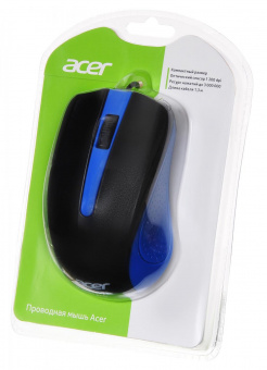 Мышь Acer OMW011 черный/синий оптическая (1200dpi) USB (3but) от магазина РЭССИ
