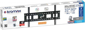 Кронштейн для телевизора Kromax STAR-1 черный 32"-90" макс.81кг настенный фиксированный от магазина РЭССИ