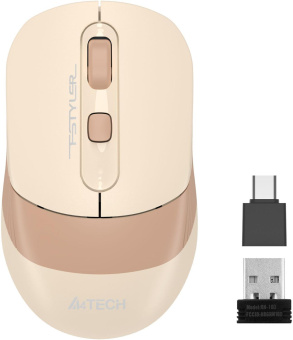 Мышь A4Tech Fstyler FG10CS Air бежевый/коричневый оптическая (2000dpi) silent беспроводная USB для ноутбука (4but) от магазина РЭССИ