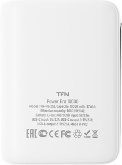 Мобильный аккумулятор TFN Power Era 10 10000mAh 2.1A белый (TFN-PB-252-WH) от магазина РЭССИ