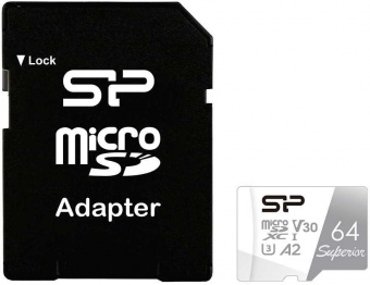 Флеш карта microSDXC 64Gb Class10 Silicon Power SP064GBSTXDA2V20SP Superior + adapter от магазина РЭССИ