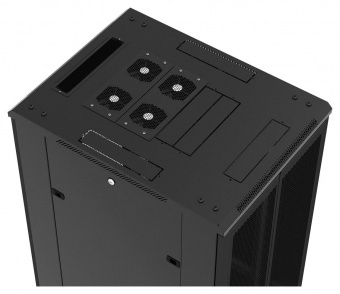 Шкаф серверный Hyperline (TTB-4261-DD-RAL9004) напольный 42U 600x1000мм пер.дв.перфор. задн.дв.перфор. 2 бок.пан. направл.под закл.гайки 800кг черный 910мм 2055мм IP20 сталь от магазина РЭССИ