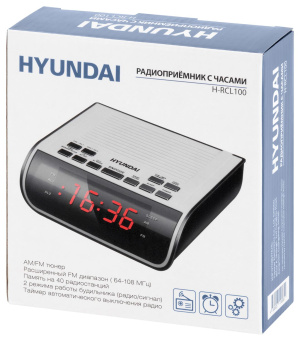 Радиобудильник Hyundai H-RCL100 белый LED подсв:красная часы:цифровые FM от магазина РЭССИ
