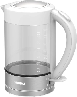 Чайник электрический Hyundai HYK-G9990 1.5л. 2000Вт белый/серебристый корпус: стекло от магазина РЭССИ