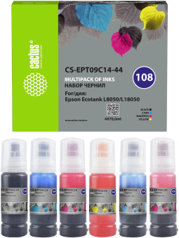 Чернила Cactus CS-EPT09C14-44 108 многоцветный набор 4x70мл для Epson Ecotank L8050/L18050 от магазина РЭССИ