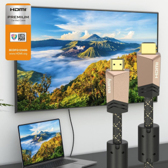 Кабель аудио-видео Hama Premium HDMI (m)/HDMI (m) 1.5м. феррит.кольца позолоч.конт. черный 5зв (00205025) от магазина РЭССИ
