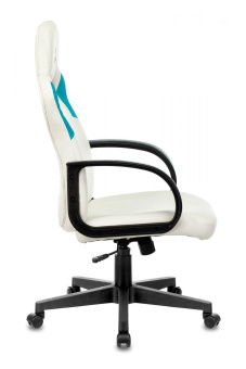 Кресло игровое Zombie RUNNER белый/голубой эко.кожа крестов. пластик от магазина РЭССИ