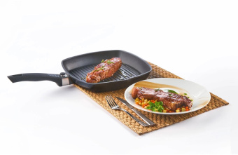 Сковорода-гриль Rondell Escurion RDA-869 квадратная 28см покрытие: Xylan Plus ручка съемная (без крышки) черный от магазина РЭССИ