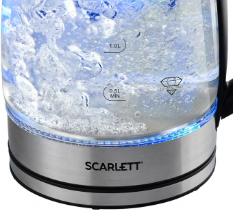 Чайник электрический Scarlett SC-EK27G70 1.8л. 1800Вт серебристый/черный (корпус: стекло) от магазина РЭССИ