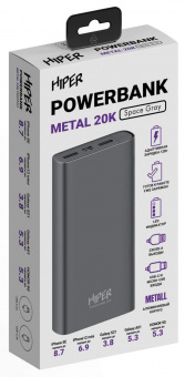 Мобильный аккумулятор Hiper Metal20K 20000mAh 2.4A 2xUSB темно-серый (METAL 20K SPACE GRAY) от магазина РЭССИ