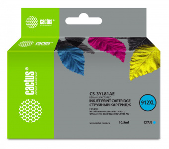 Картридж струйный Cactus CS-3YL81AE 912XL голубой (10.5мл) для HP OfficeJet 8012/8014/8015/8017;OfficeJet Pro 8022/8023/8024/8025 AIO от магазина РЭССИ