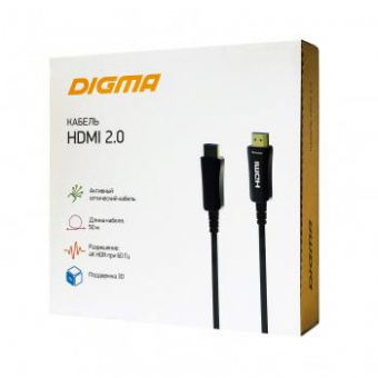Кабель аудио-видео Digma HDMI 2.0 AOC HDMI (m)/HDMI (m) 50м. Позолоченные контакты черный (BHP AOC 2.0-50) от магазина РЭССИ