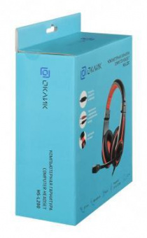 Наушники с микрофоном Оклик HS-L200 черный/красный 2.2м накладные оголовье (359484) от магазина РЭССИ