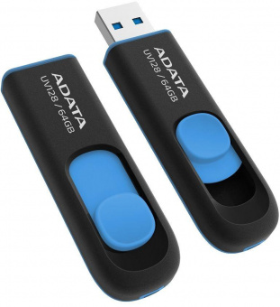 Флеш Диск A-Data 64Gb DashDrive UV128 AUV128-64G-RBE USB3.0 черный/синий от магазина РЭССИ