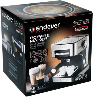 Кофеварка рожковая Endever Costa-1065 850Вт серебристый/черный от магазина РЭССИ