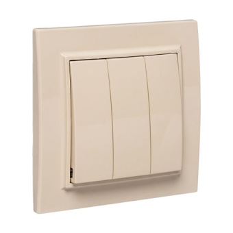 Выключатель трехклавишный СП 10А бежевый Минск от магазина РЭССИ