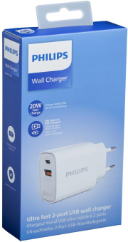 Сетевое зар./устр. Philips DLP4317 20W 0.8A (PD) USB/USB Type-C универсальное белый (DLP4317CW/70) от магазина РЭССИ