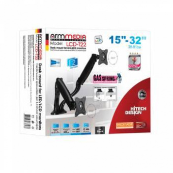 Кронштейн для мониторов Arm Media LCD-T22 черный 15"-32" макс.14кг настольный поворот и наклон верт.перемещ. от магазина РЭССИ