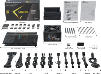 Блок питания Seasonic ATX 750W VERTEX GX-750 80+ gold (20+4pin) APFC 135mm fan 14xSATA Cab Manag RTL от магазина РЭССИ