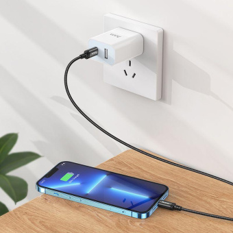 Кабель Hoco X89 Wind iP USB Type-C (m)-Lightning (m) 1м черный коробка от магазина РЭССИ