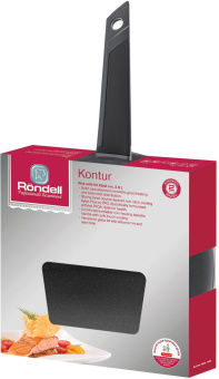 Сковорода ВОК (WOK) Rondell Kontur RDA-1489 круглая 28см покрытие: Xylan Plus ручка несъемная (с крышкой) графитовый от магазина РЭССИ