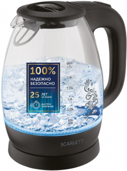 Чайник электрический Scarlett SC-EK27G34 1.7л. 2200Вт черный (корпус: стекло) от магазина РЭССИ