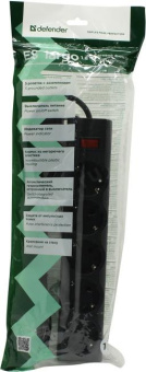 Сетевой фильтр Defender ES largo 1.8м (5 розеток) черный (коробка) от магазина РЭССИ