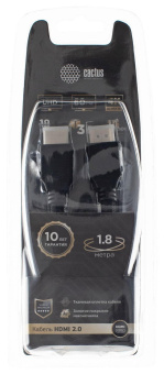 Кабель аудио-видео Cactus CS-HDMI.2-1.8 HDMI (m)/HDMI (m) 1.8м. Позолоченные контакты черный от магазина РЭССИ