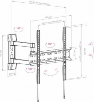 Кронштейн для телевизора Arm Media LCD-414 черный 26"-55" макс.35кг настенный поворот и наклон от магазина РЭССИ