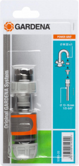 Коннектор Gardena 18285-20.000.00 Д.вх.1/2-5/8" Д.вых.3/4" (в компл.:3 предметапред.) серый/оранжевый от магазина РЭССИ