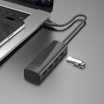 Разветвитель USB-C Hoco HB41 Type-C 4порт. черный от магазина РЭССИ
