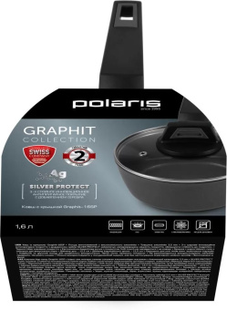 Ковш Polaris Graphit-16SP 1.6л. d=16.5см (с крышкой) темно-серый от магазина РЭССИ