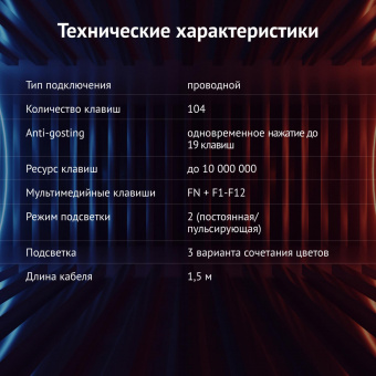 Клавиатура Оклик 780G SLAYER черный USB for gamer LED от магазина РЭССИ