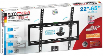 Кронштейн для телевизора Arm Media STEEL-4 new черный 22"-65" макс.40кг настенный наклон от магазина РЭССИ