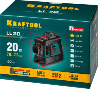 Лазерный нивелир KRAFTOOL LL-3D-2 360 градусов 34640-2 от магазина РЭССИ