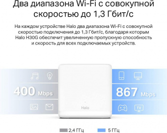 Бесшовный Mesh роутер Mercusys Halo H30G(2-pack) AC1300 10/100/1000BASE-TX белый (упак.:2шт) от магазина РЭССИ