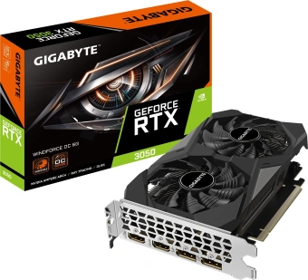Видеокарта Gigabyte PCI-E 4.0 GV-N3050WF2OC-6GD NVIDIA GeForce RTX 3050 6Gb 96bit GDDR6 1477/14000 HDMIx2 DPx2 HDCP Ret от магазина РЭССИ