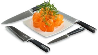 Нож кухонный Rondell Cascara RD-685 стальной поварской лезв.200мм прямая заточка черный блистер от магазина РЭССИ