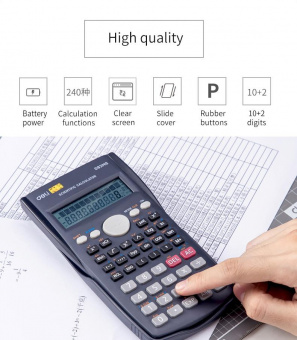 Калькулятор научный Deli ED82MS темно-синий 10+2-разр. от магазина РЭССИ