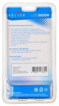 Мышь Оклик 605SW черный/синий оптическая (1200dpi) беспроводная USB для ноутбука (3but) от магазина РЭССИ
