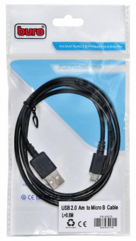 Кабель Buro BHP MICROUSB 0.8 USB (m)-micro USB (m) 0.8м черный от магазина РЭССИ