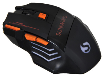 Мышь SunWind SW-M715GW черный/оранжевый оптическая (1600dpi) беспроводная USB для ноутбука (7but) от магазина РЭССИ