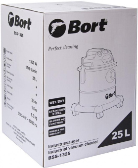 Строительный пылесос Bort BSS-1325 1300Вт (уборка: сухая/влажная) синий от магазина РЭССИ