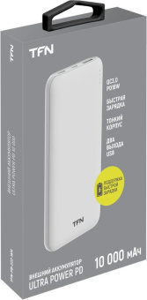 Мобильный аккумулятор TFN Ultra Power PB-222 10000mAh 3A белый (TFN-PB-222-WH) от магазина РЭССИ