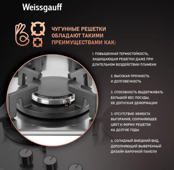 Газовая варочная поверхность Weissgauff HGG 430 XRV нержавеющая сталь от магазина РЭССИ