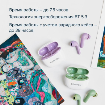 Гарнитура внутриканальные Canyon TWS-5 белый беспроводные bluetooth в ушной раковине (CNS-TWS5W) от магазина РЭССИ