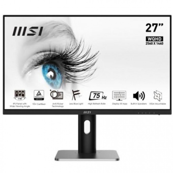 Монитор MSI 27" Pro MP273QP черный IPS LED 16:9 HDMI M/M матовая HAS Piv 350cd 178гр/178гр 2560x1440 75Hz DP 2K 4.2кг от магазина РЭССИ